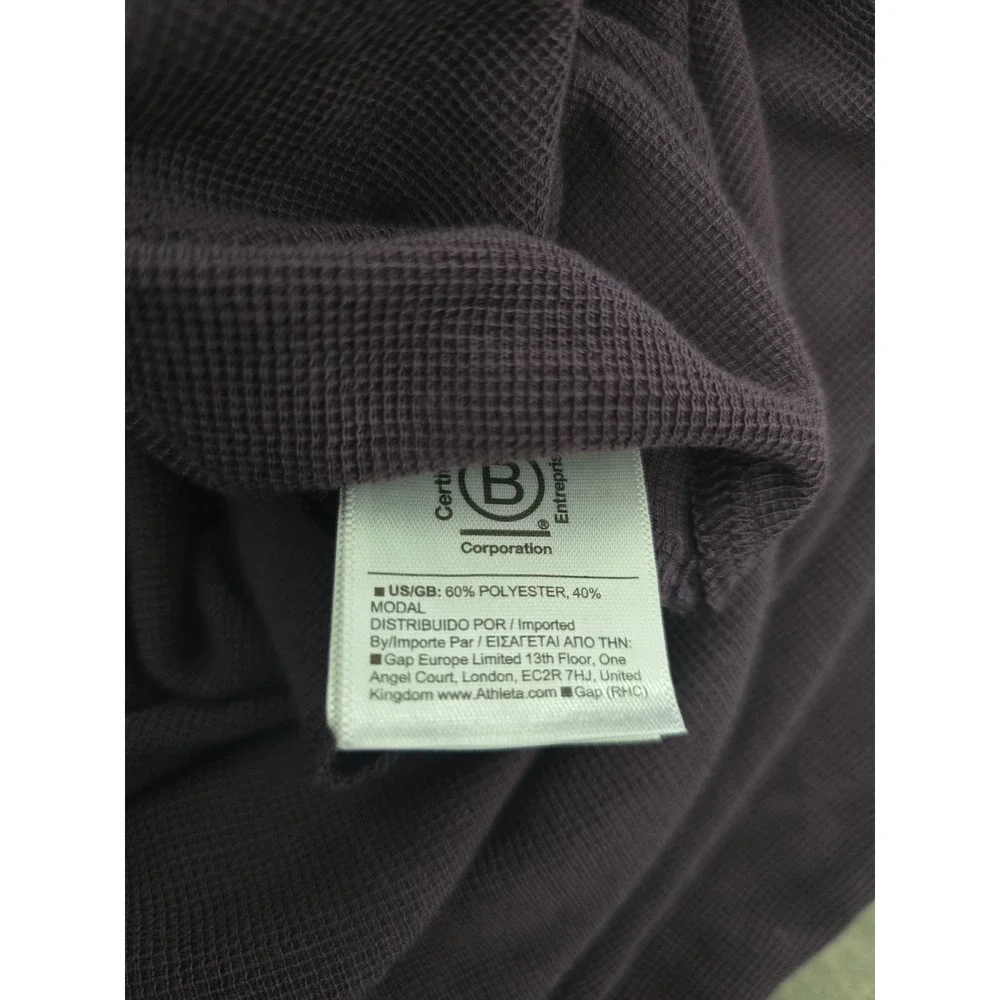 Athleta Girl Wander Waffle Purple Top Henley Long Sleeve‎ Shirt XL/14
